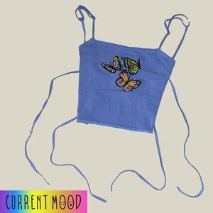 Current Mood Dolls Kill Dream Of Spring open back butterfly tank in indigo (M)